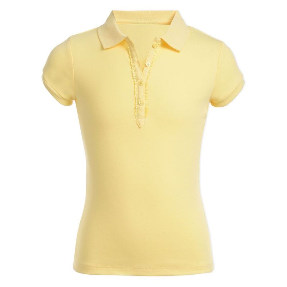 Nautica Big Girls School Uniform Ruffle Button Placket Polo